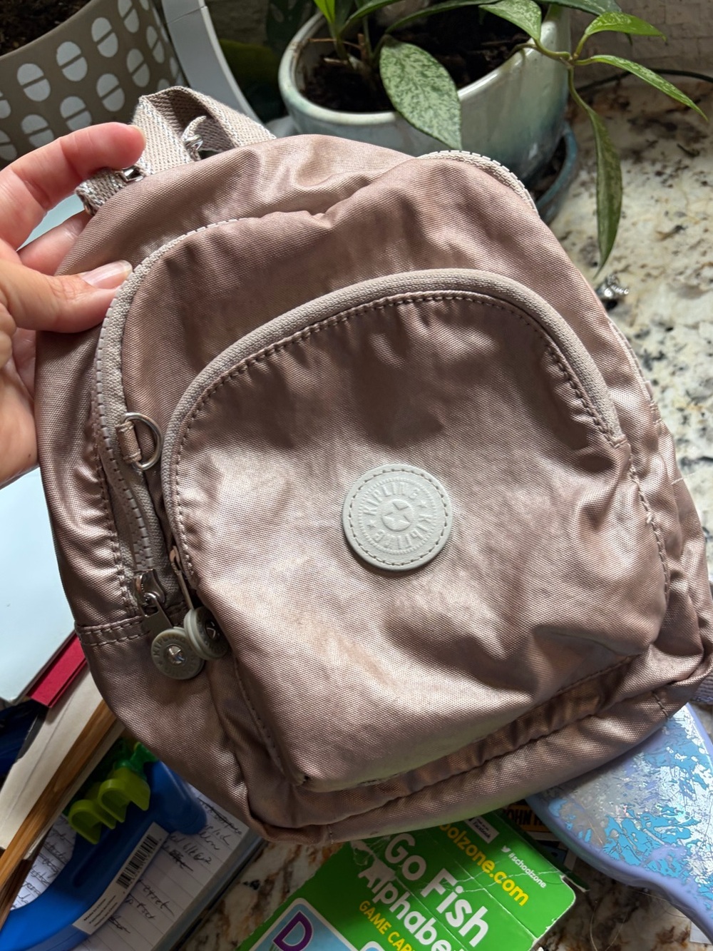 Kipling Mini Backpack Crossbody in pewter - Picture 5 of 6
